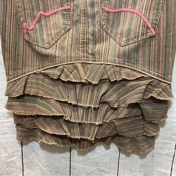 Ecko Red Denim Ruffle Skirt-Striped-Size 3 (juniors) - Picture 9 of 12